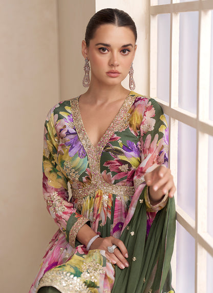 Chinnon Multi Color Party Wear Sequins Work Readymade Plazzo Suit 385708