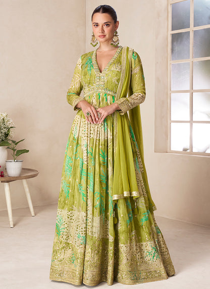 Multi Color Chinon Embroidery Work Wedding Wear Readymade Anarkali Suit SW405101