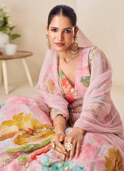 Multi Color Chinon Embroidery Work Wedding Wear Readymade Anarkali Suit SW985193