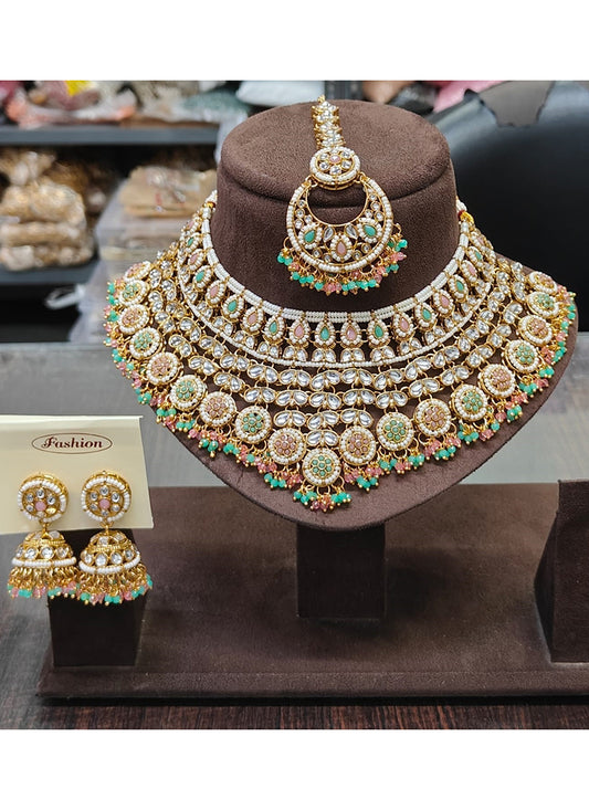 Multi Color Festival Wear Kundan Necklace Set 383109