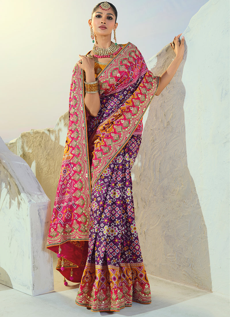 Multi Color Patola Hand Work Wedding Wear Saree SW406027