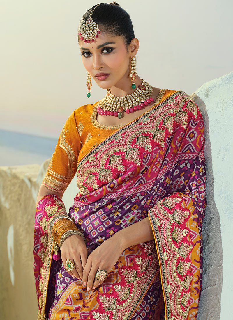 Multi Color Patola Hand Work Wedding Wear Saree SW406027