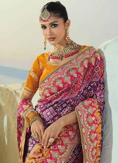 Multi Color Patola Hand Work Wedding Wear Saree SW406027