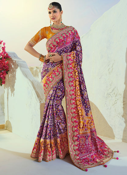 Multi Color Patola Hand Work Wedding Wear Saree SW406027