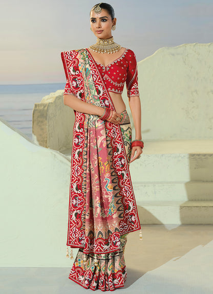 Multi Color Patola Hand Work Wedding Wear Saree SW406028