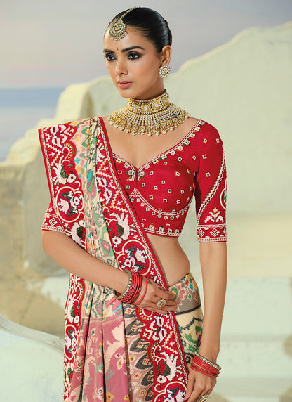 Multi Color Patola Hand Work Wedding Wear Saree SW406028