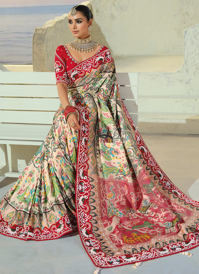 Multi Color Patola Hand Work Wedding Wear Saree SW406028