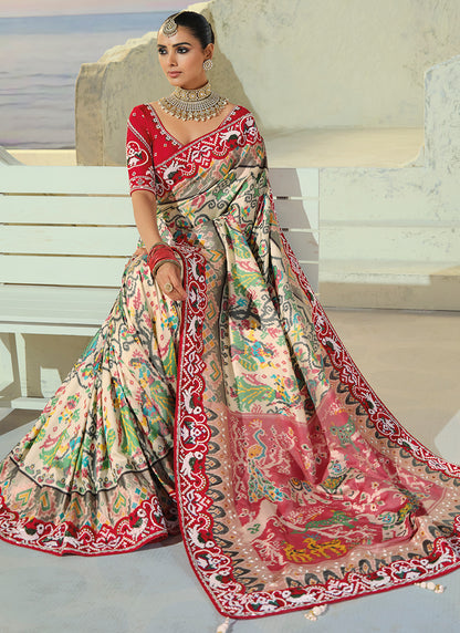 Multi Color Patola Hand Work Wedding Wear Saree SW406028