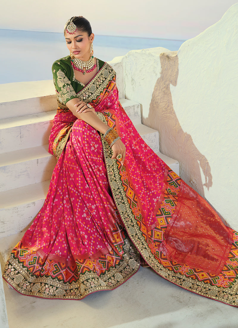 Multi Color Patola Hand Work Wedding Wear Saree SW406029