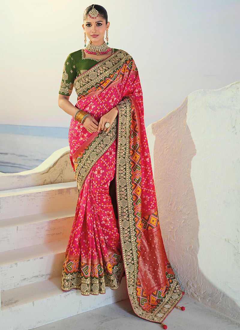 Multi Color Patola Hand Work Wedding Wear Saree SW406029