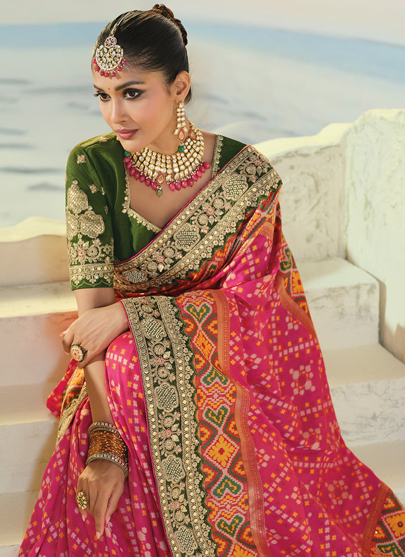 Multi Color Patola Hand Work Wedding Wear Saree SW406029