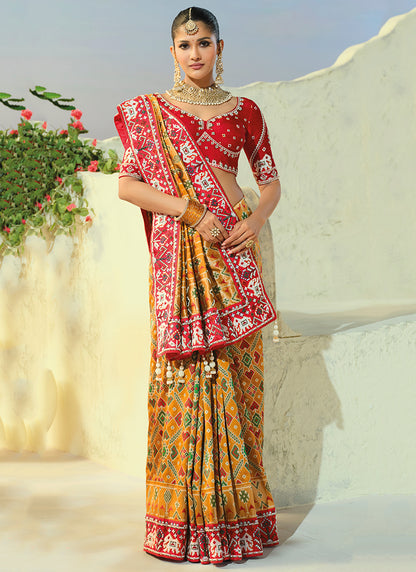 Multi Color Patola Hand Work Wedding Wear Saree SW406030