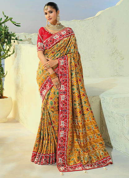 Multi Color Patola Hand Work Wedding Wear Saree SW406030