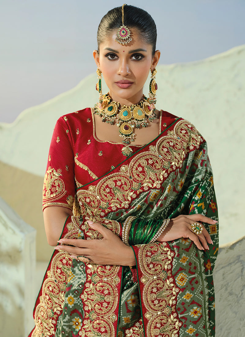 Multi Color Patola Hand Work Wedding Wear Saree SW406033