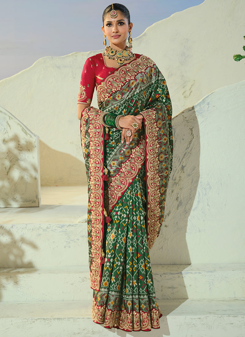 Multi Color Patola Hand Work Wedding Wear Saree SW406033