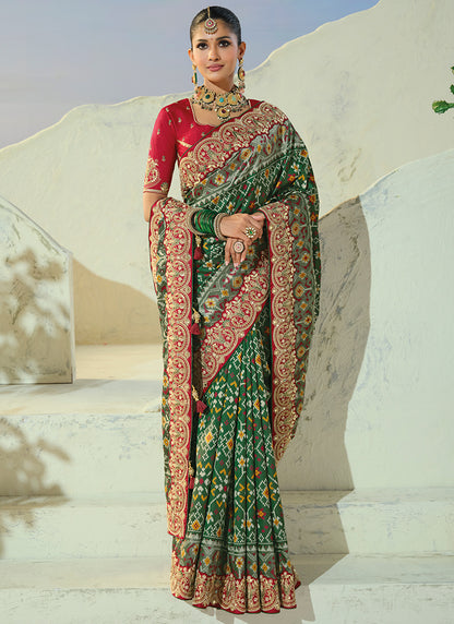 Multi Color Patola Hand Work Wedding Wear Saree SW406033