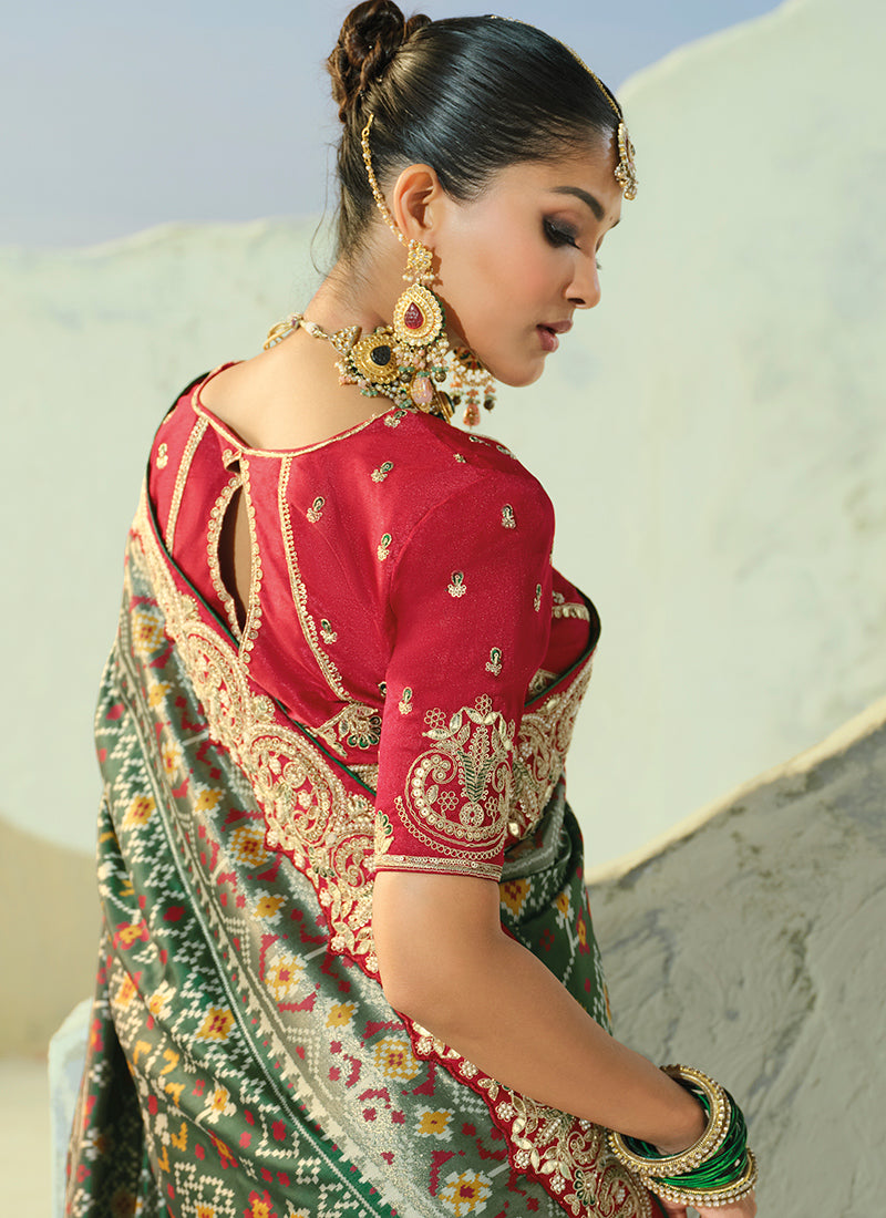 Multi Color Patola Hand Work Wedding Wear Saree SW406033