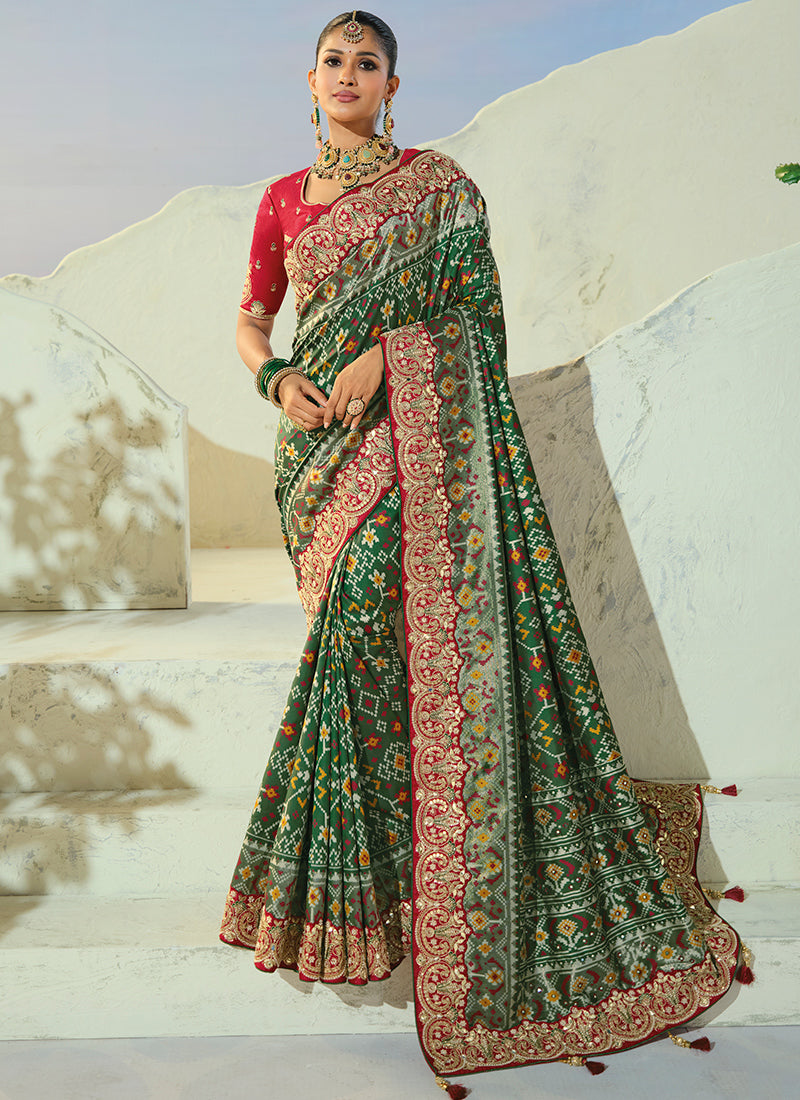 Multi Color Patola Hand Work Wedding Wear Saree SW406033