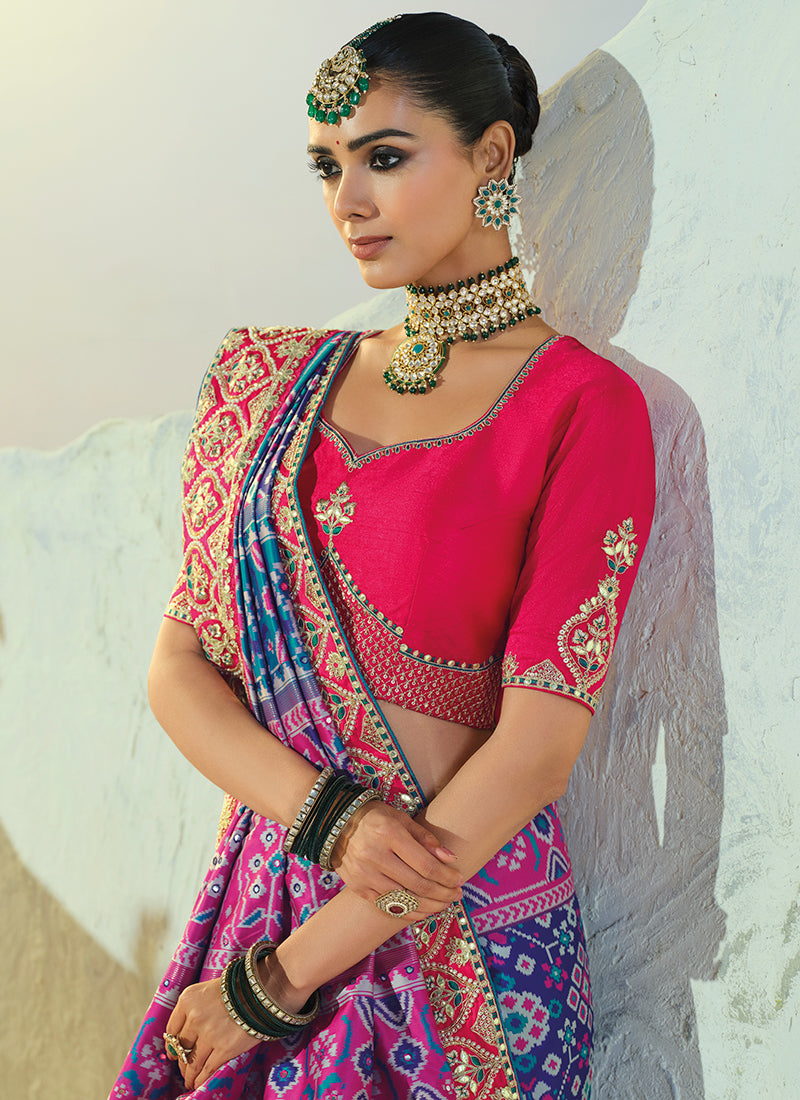 Multi Color Patola Hand Work Wedding Wear Saree SW406035