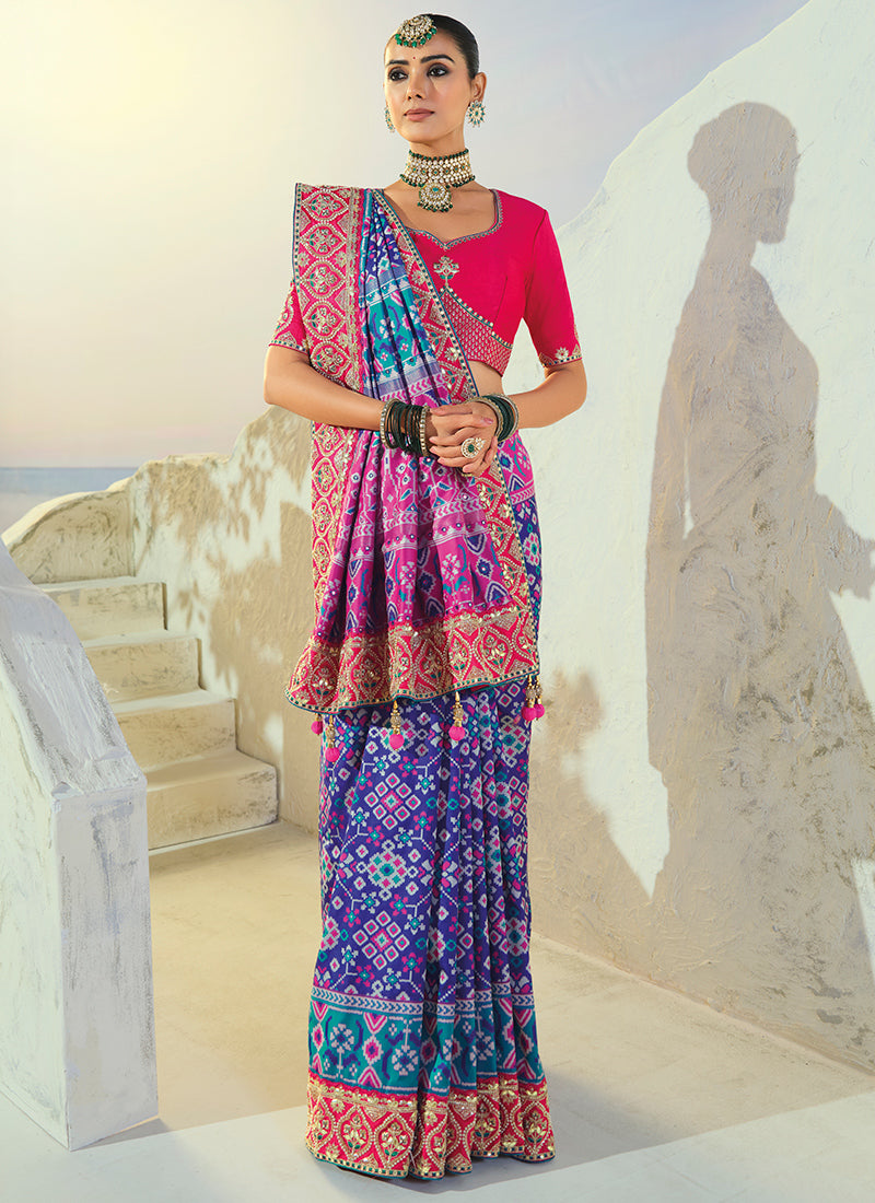 Multi Color Patola Hand Work Wedding Wear Saree SW406035