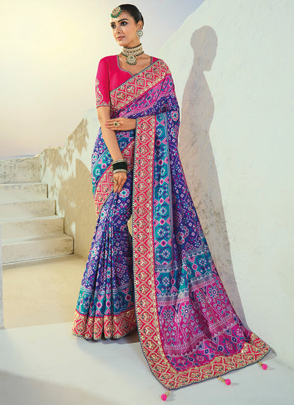 Multi Color Patola Hand Work Wedding Wear Saree SW406035