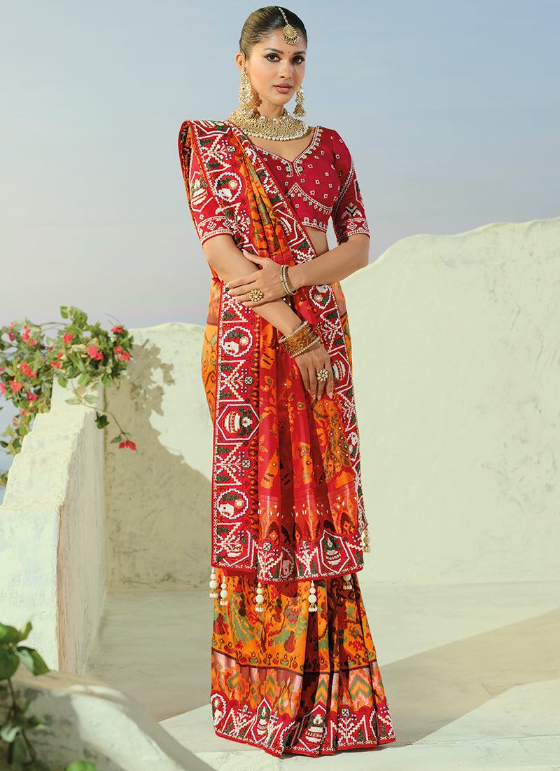Multi Color Patola Hand Work Wedding Wear Saree SW406036