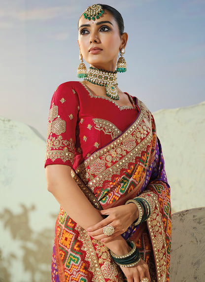 Multi Color Patola Hand Work Wedding Wear Saree SW406036