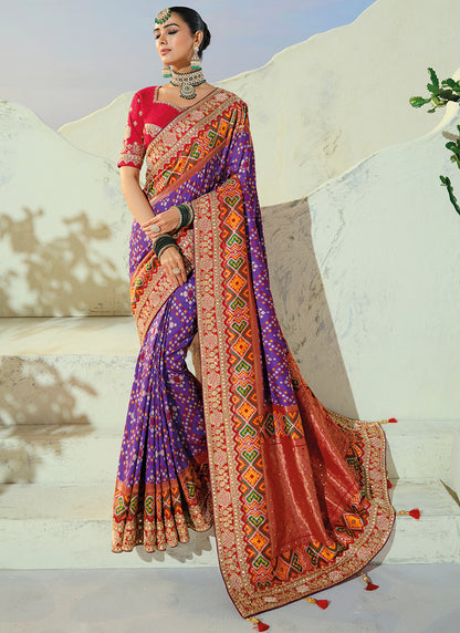Multi Color Patola Hand Work Wedding Wear Saree SW406037