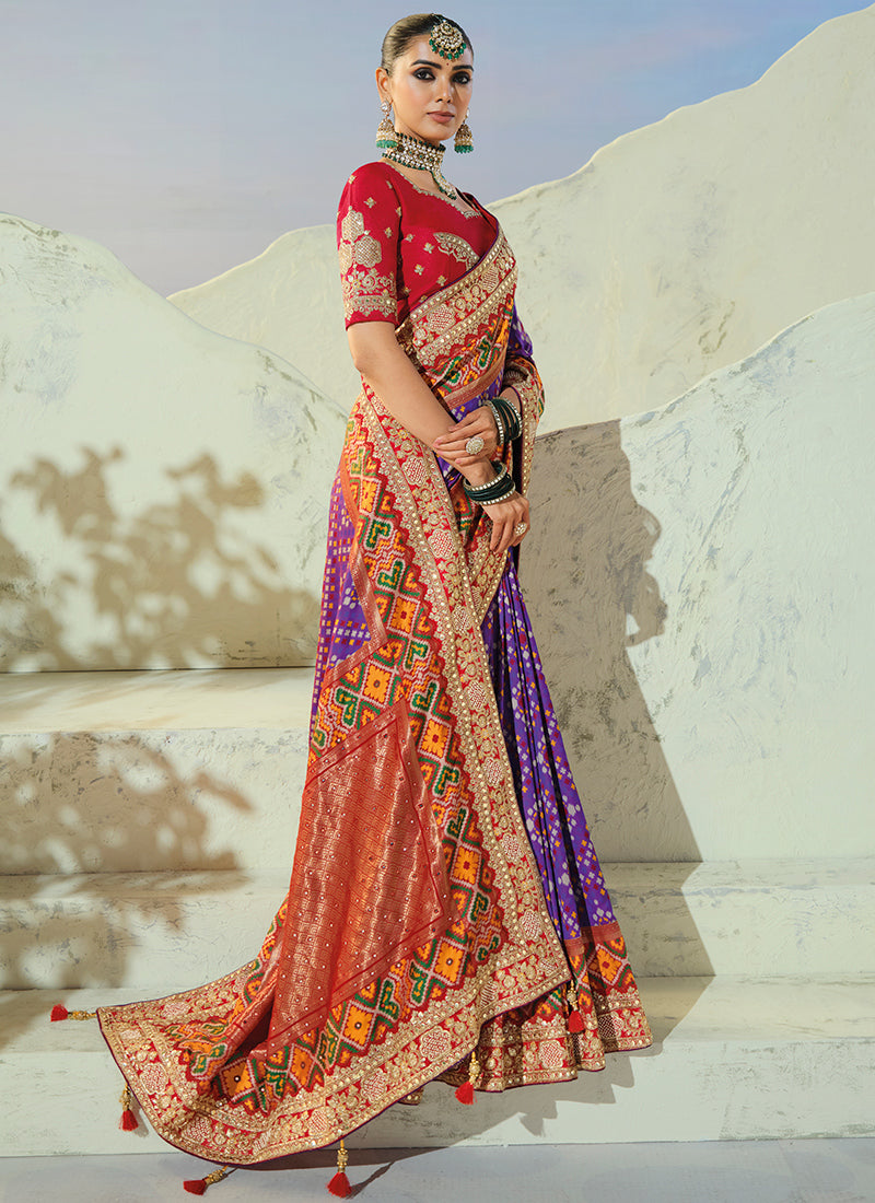 Multi Color Patola Hand Work Wedding Wear Saree SW406037