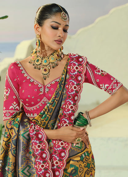 Multi Color Patola Hand Work Wedding Wear Saree SW406038