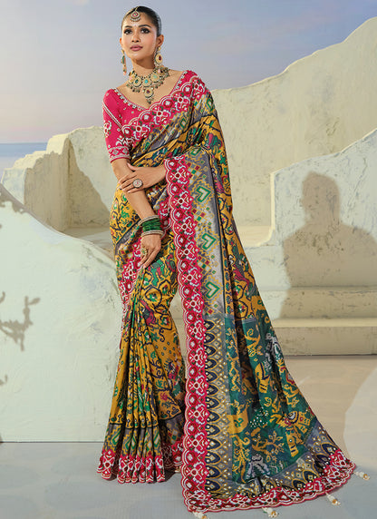 Multi Color Patola Hand Work Wedding Wear Saree SW406038