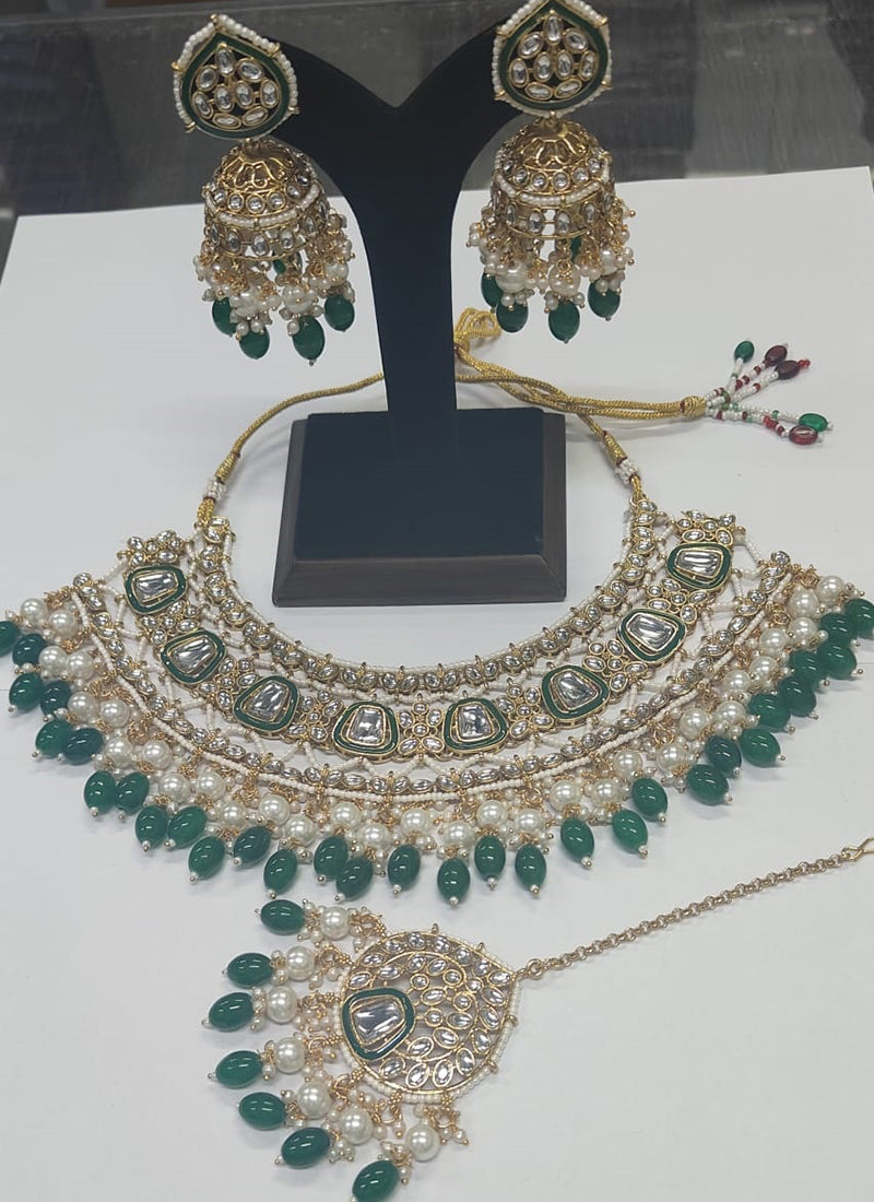 Light Green Festival Wear Kundan Necklace Set 383113