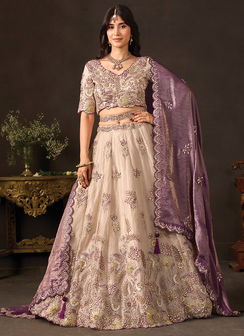 Purple Silk Embroidery Work Festive Wear Lehenga Choli SW406051
