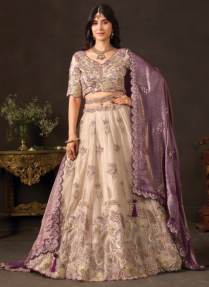 Purple Silk Embroidery Work Festive Wear Lehenga Choli SW406051