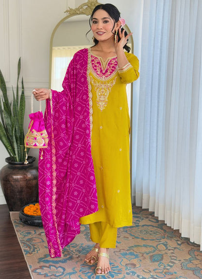 Viscose Mustard Festival Wear Sequins Work Readymade Salwar Suit 387180