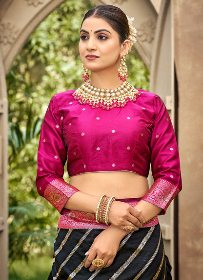 Black Banarasi Silk Weaving Work Occasional Wear Saree SW708822