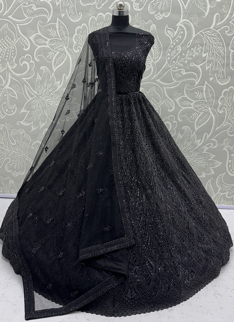 Black Net Sequins Work  Wedding Wear Lehenga Choli SW434007