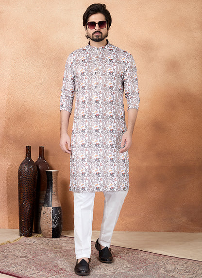 Brown Art Silk Pattern Pcs Festival Wear Readymade Kurta Pajama SW390795