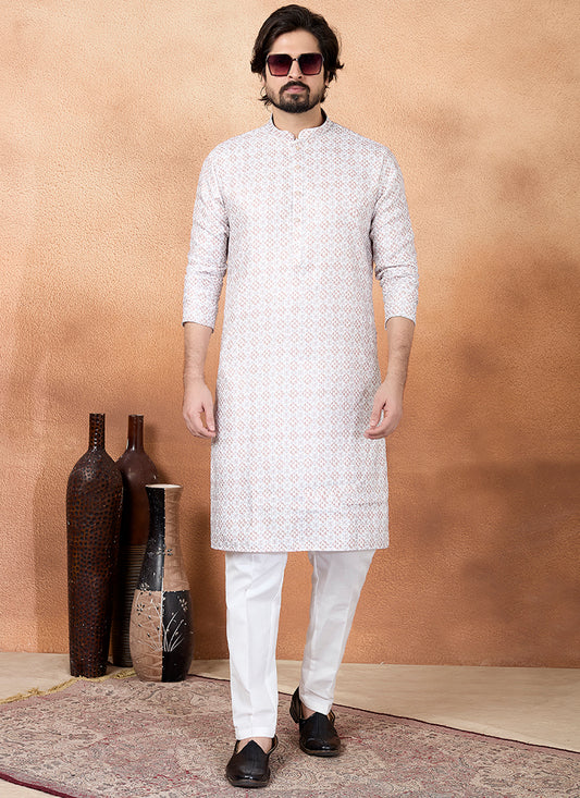 Brown Art Silk Pattern Pcs Festival Wear Readymade Kurta Pajama SW351197