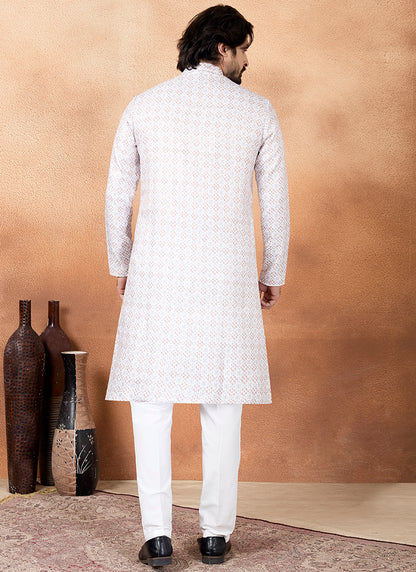 Brown Art Silk Pattern Pcs Festival Wear Readymade Kurta Pajama SW351197