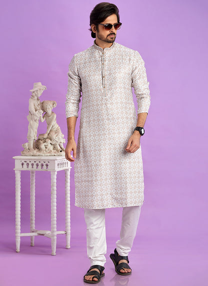 Brown Cotton Pintux Work Festival Wear Readymade Kurta Pajama SW502070