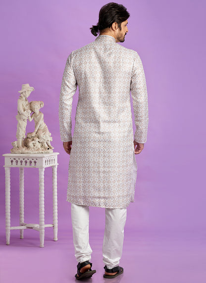 Brown Cotton Pintux Work Festival Wear Readymade Kurta Pajama SW502070