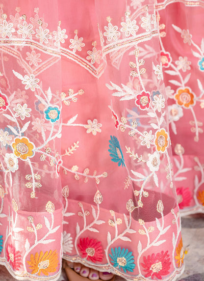 Baby Pink Soft Net Thread Embroidery Work Wedding Wear Lehenga Choli SW226821