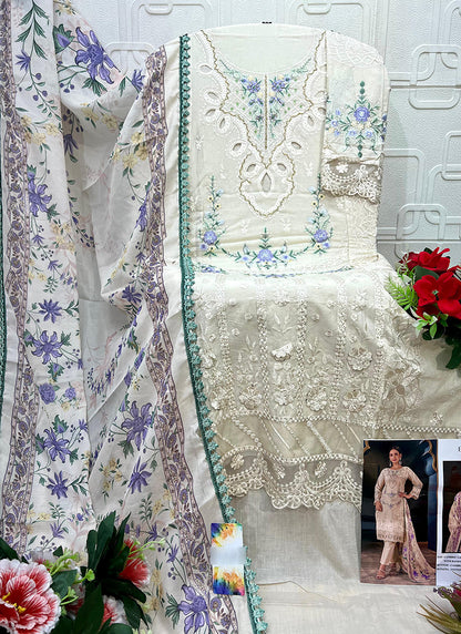 Beige Cotton Hand Work Eid Wear Pakistani Suit SW564164