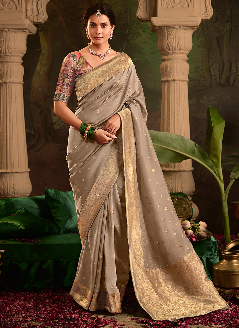 Beige Dola Silk Weaving Work Occasional Wear Saree SW940505
