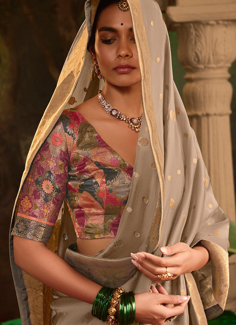Beige Dola Silk Weaving Work Occasional Wear Saree SW940505