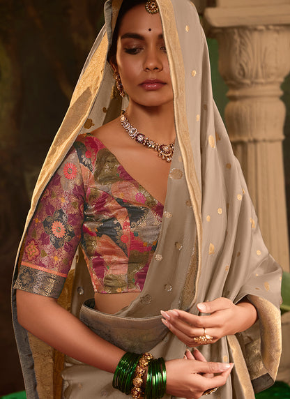 Beige Dola Silk Weaving Work Occasional Wear Saree SW940505