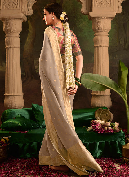 Beige Dola Silk Weaving Work Occasional Wear Saree SW940505