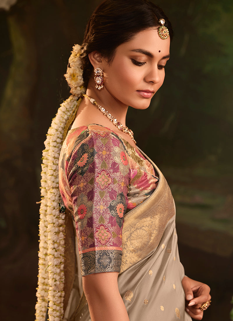 Beige Dola Silk Weaving Work Occasional Wear Saree SW940505