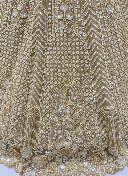Beige Net Sequins Work  Wedding Wear Lehenga Choli SW600054
